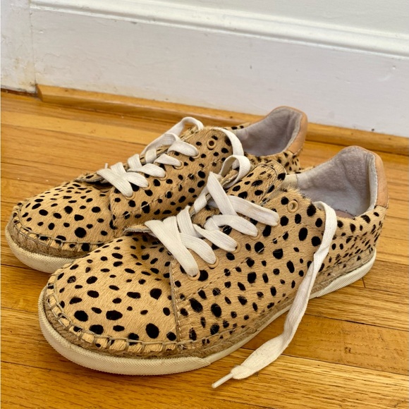 Leopard Animal Print Genuine Cow Hide Leather Dolce Vita Sneakers Espadrille 7.5 - Picture 5 of 10